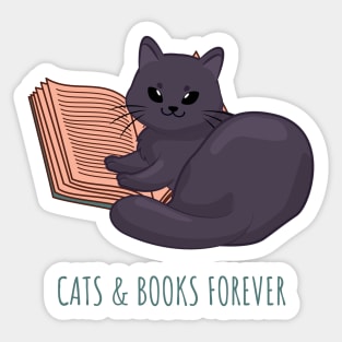Easily Distracted by Cats and Books Sticker